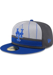 New Era New York Mets Mens Grey 2025 Batting Practice 59FIFTY Fitted Hat