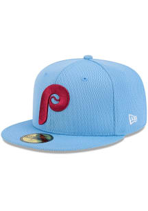 New Era Philadelphia Phillies Mens Light Blue 2025 Clubhouse Alt 59FIFTY Fitted Hat