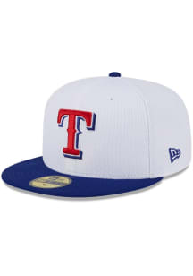New Era Texas Rangers Mens White 2025 Clubhouse Modern Crown 59FIFTY Fitted Hat