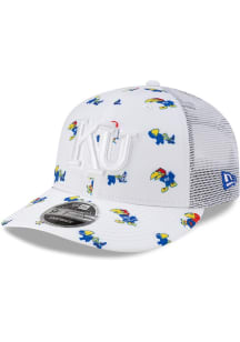 New Era Kansas Jayhawks All Over Mascot Low Pro 9FIFTY Adjustable Hat - White