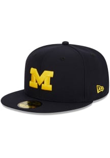 New Era Michigan Wolverines Mens Blue Basic 59FIFTY Design Fitted Hat