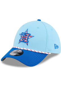 New Era Houston Astros Mens Light Blue 2025 MLB 4th of July 39THIRTY Flex Hat