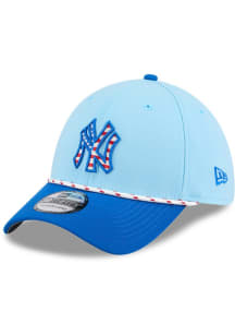 New Era New York Yankees Mens Light Blue 2025 MLB 4th of July 39THIRTY Flex Hat