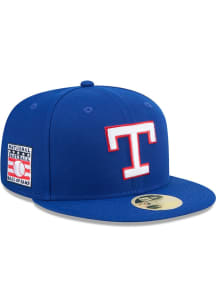 New Era Texas Rangers Mens Blue 2025 Hall of Fame Weekend 59FIFTY Fitted Hat