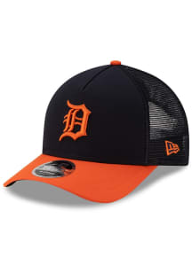 New Era Detroit Tigers Trucker 9FORTY M Crown Adjustable Hat - Navy Blue