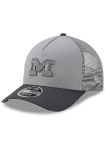 New Era Michigan Wolverines Trucker 9FORTY M Crown Adjustable Hat - Grey