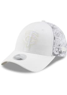 New Era Minnesota Twins White Tonal Glitter Denim Trucker 9FORTY Womens Adjustable Hat