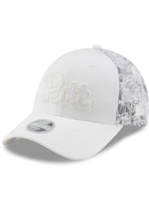 New Era Pitt Panthers White Tonal Glitter Denim Trucker 9FORTY Womens Adjustable Hat