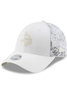 New Era Minnesota Vikings White Tonal Glitter Denim Trucker 9FORTY Womens Adjustable Hat