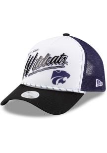 New Era K-State Wildcats White 3T Foil Print Trucker 9FORTY Womens Adjustable Hat