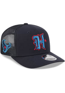 New Era Houston Texans Team Stretch 9SEVENTY Trucker Adjustable Hat - Navy Blue
