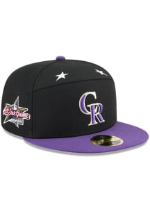 New Era Colorado Rockies Mens Black 2025 All Star Game Split Panel 59FIFTY Fitted Hat