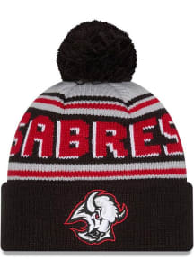 New Era Buffalo Sabres Black Evergreen Cuff Pom Mens Knit Hat