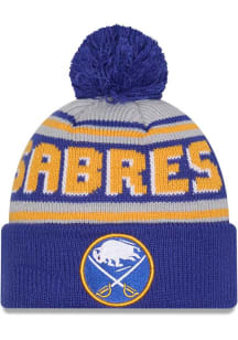 New Era Buffalo Sabres Blue Evergreen Cuff Pom Mens Knit Hat