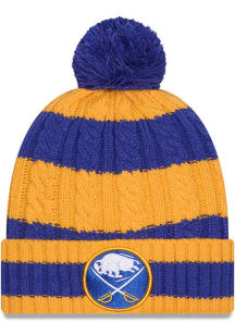 New Era Buffalo Sabres Blue Braided Cuff Pom Womens Knit Hat