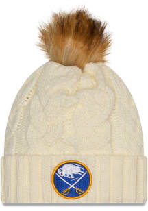 New Era Buffalo Sabres White Fur Cuff Pom Womens Knit Hat
