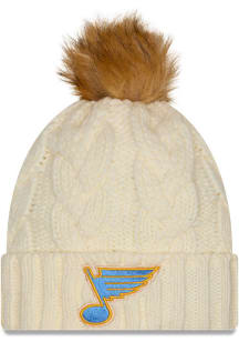 New Era St Louis Blues White Fur Cuff Pom Womens Knit Hat