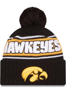 New Era Iowa Hawkeyes Black Bold Cuff Pom Mens Knit Hat
