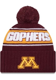 New Era Minnesota Golden Gophers Maroon Bold Cuff Pom Mens Knit Hat