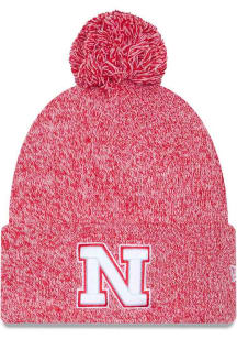 New Era Nebraska Cornhuskers Red Marled Cuff Pom Mens Knit Hat