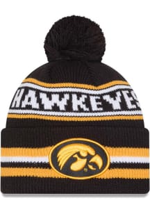 New Era Iowa Hawkeyes Black Classic Cuff Pom Mens Knit Hat