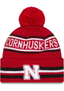 New Era Nebraska Cornhuskers Red Classic Cuff Pom Mens Knit Hat