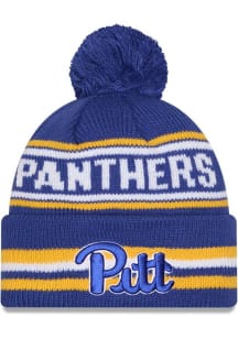 New Era Pitt Panthers Blue Classic Cuff Pom Mens Knit Hat