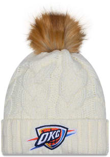 New Era Oklahoma City Thunder White Fur Cuff Pom Womens Knit Hat
