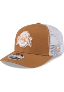 New Era Ohio State Buckeyes Evergreen 9SEVENTY Stretch Snap Trucker Adjustable Hat - Tan