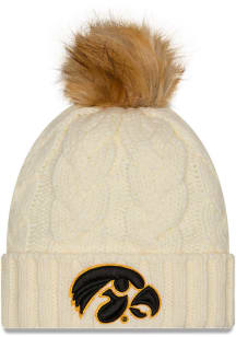 New Era Iowa Hawkeyes White Fur Cuff Pom Womens Knit Hat