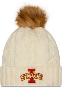New Era Iowa State Cyclones White Fur Cuff Pom Womens Knit Hat