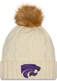 New Era K-State Wildcats White Fur Cuff Pom Womens Knit Hat