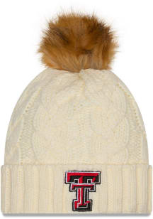 New Era Texas Tech Red Raiders White Fur Cuff Pom Womens Knit Hat