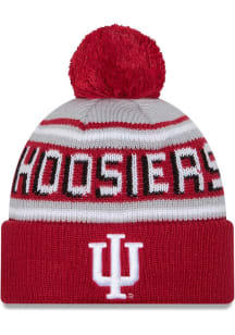 New Era Indiana Hoosiers Red Evergreen JR Cuff Pom Youth Knit Hat