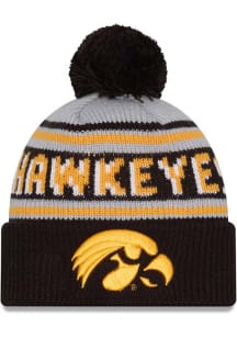 New Era Iowa Hawkeyes Black Evergreen JR Cuff Pom Youth Knit Hat