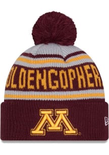 New Era Minnesota Golden Gophers Maroon Evergreen JR Cuff Pom Youth Knit Hat
