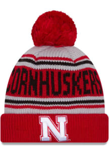 New Era Nebraska Cornhuskers Red Evergreen JR Cuff Pom Youth Knit Hat