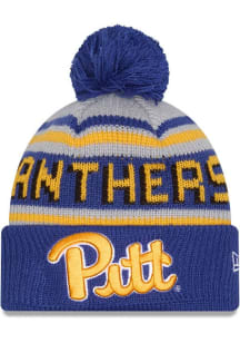 New Era Pitt Panthers Blue Evergreen JR Cuff Pom Youth Knit Hat