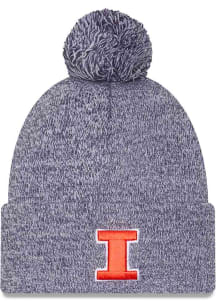 New Era Illinois Fighting Illini Navy Blue Marled JR Cuff Pom Youth Knit Hat
