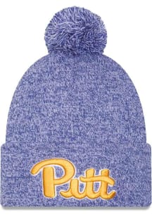 New Era Pitt Panthers Blue Marled JR Cuff Pom Youth Knit Hat