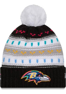 New Era Baltimore Ravens Black 2025 Crucial Catch W Cuff Pom Womens Knit Hat