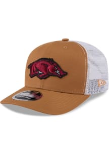 New Era Arkansas Razorbacks Evergreen 9SEVENTY SS Trucker Adjustable Hat - Tan