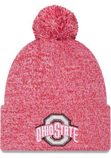 New Era Ohio State Buckeyes Red Marled Cuff Pom Mens Knit Hat
