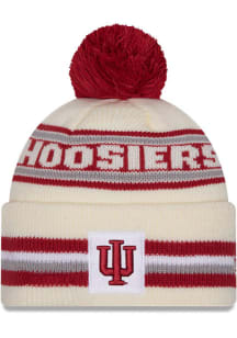 New Era Indiana Hoosiers White Classic Cuff Pom Mens Knit Hat