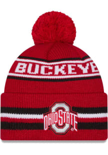 New Era Ohio State Buckeyes Red Classic Cuff Pom Mens Knit Hat