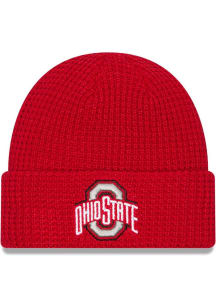 New Era Ohio State Buckeyes Red Waffle Cuff Mens Knit Hat