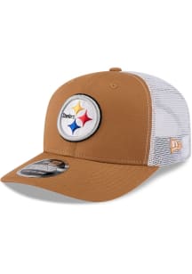 New Era Pittsburgh Steelers Evergreen 9SEVENTY Stretch Snap Trucker Adjustable Hat - Tan