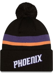 New Era Phoenix Suns Black 2025 NBA Statement Edition Cuff Pom Mens Knit Hat