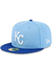 New Era Kansas City Royals Mens Light Blue 2025 Spring Training Inspired 59FIFTY Fitted Hat