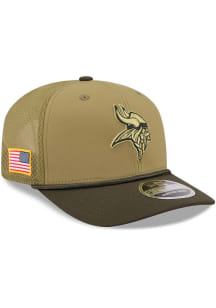 New Era Minnesota Vikings 2025 Salute To Service Stretch 9SEVENTY Trucker Adjustable Hat - Green